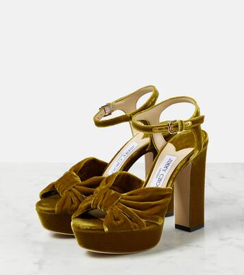 Plateausandalen Heloise 120 aus Samt | Jimmy Choo