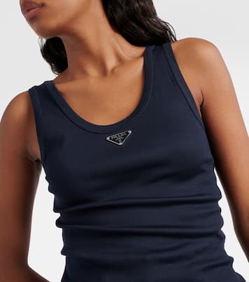 Logo cotton jersey tank top | Prada