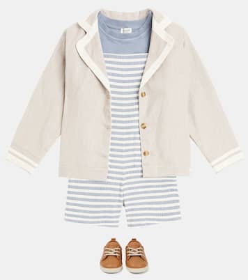 Dann striped cotton-blend overalls | Donsje