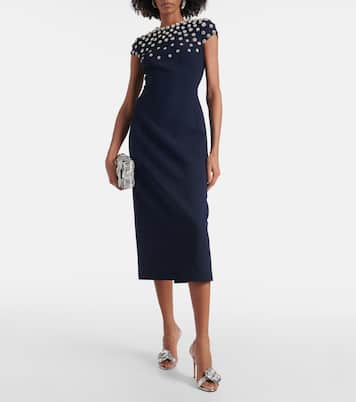 Robe midi en laine mélangée à ornements | Oscar de la Renta