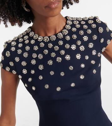 Robe midi en laine mélangée à ornements | Oscar de la Renta