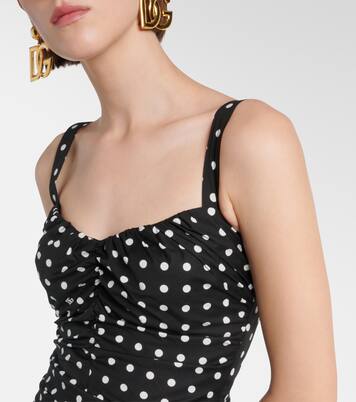 Vestido corto de mezcla de algodón con lunares | Dolce&Gabbana