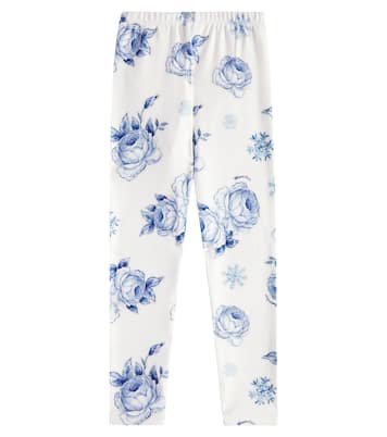 Roses Snowflakes printed leggings | Monnalisa