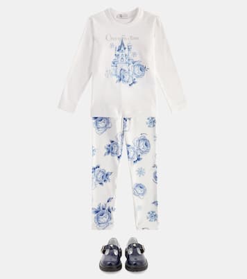 Roses Snowflakes printed leggings | Monnalisa