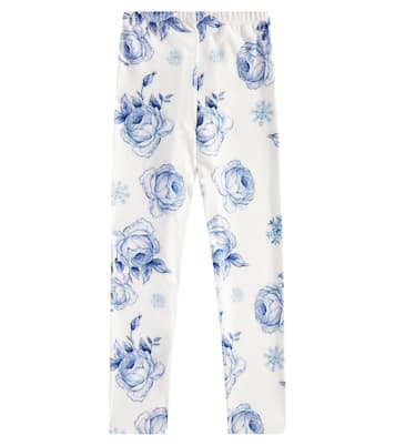 Roses Snowflakes printed leggings | Monnalisa