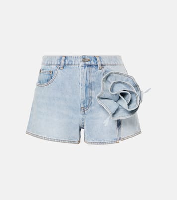 Floral-appliqué denim shorts | Area