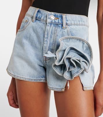 Floral-appliqué denim shorts | Area