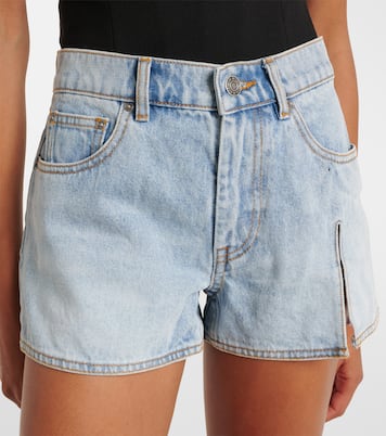 Floral-appliqué denim shorts | Area