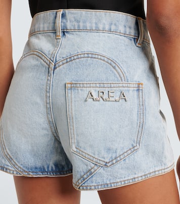 Floral-appliqué denim shorts | Area