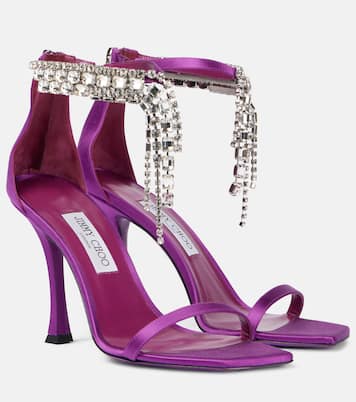 Sandalen Verity 100 aus Satin mit Kristallen | Jimmy Choo