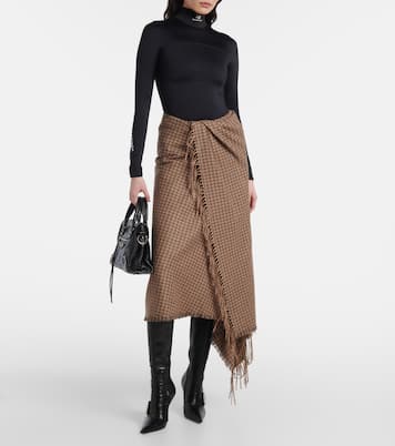 Houndstooth wool-blend wrap skirt | Balenciaga