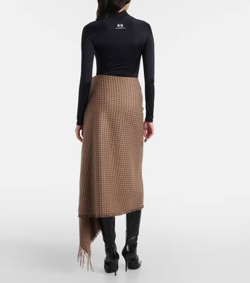 Houndstooth wool-blend wrap skirt | Balenciaga