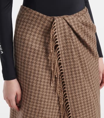 Houndstooth wool-blend wrap skirt | Balenciaga