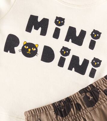 Baby Mini Rodini Cats T-shirt and sweatpants set | Mini Rodini