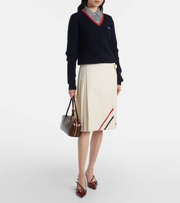 Pleated wool and mohair midi skirt | Miu Miu