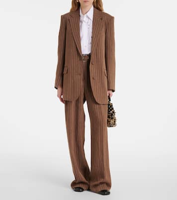 Blazer rayé en lin mélangé | Dries Van Noten
