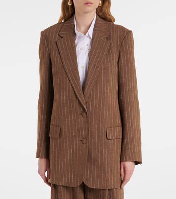 Blazer rayé en lin mélangé | Dries Van Noten