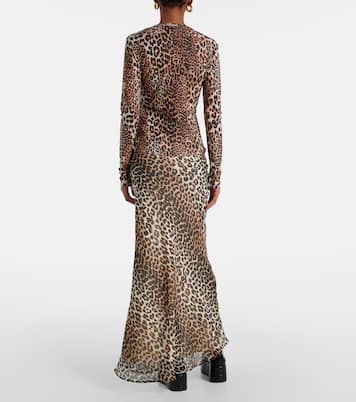 Leopard-print mesh top | Ganni