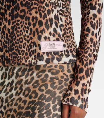Leopard-print mesh top | Ganni