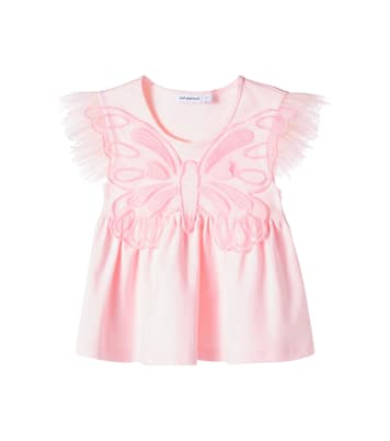 Top aus Baumwoll-Jersey mit Tüll | Self-Portrait Kids