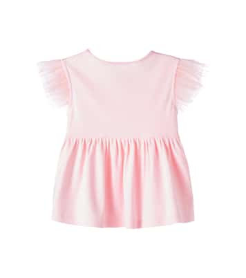 Top aus Baumwoll-Jersey mit Tüll | Self-Portrait Kids