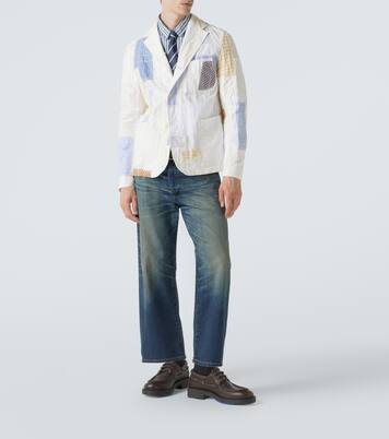 Blazer in misto cotone e lino patchwork | Junya Watanabe