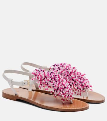 Embroidery beaded leather sandals | Pucci