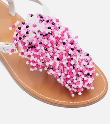 Embroidery beaded leather sandals | Pucci