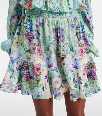 Robe imprimée en soie à encolure bardot | Camilla