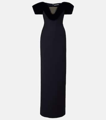 Off-shoulder wool-blend bustier gown | David Koma