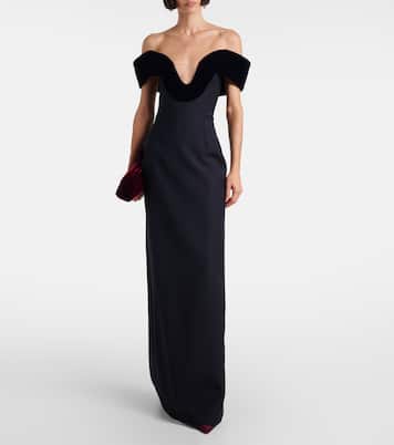 Off-shoulder wool-blend bustier gown | David Koma