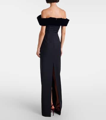 Off-shoulder wool-blend bustier gown | David Koma