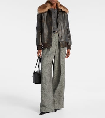 Chaqueta bomber de piel con borrego | Dolce&Gabbana