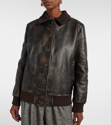 Chaqueta bomber de piel con borrego | Dolce&Gabbana