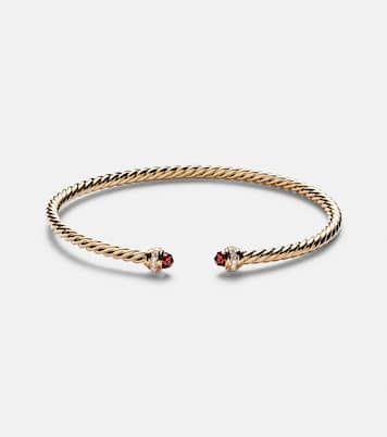 Armreif Cablespira® Flex aus 18kt Gelbgold mit Diamanten und Granat | David Yurman