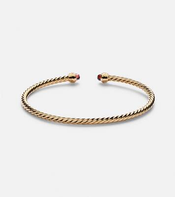 Armreif Cablespira® Flex aus 18kt Gelbgold mit Diamanten und Granat | David Yurman