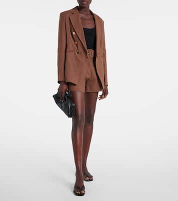 Piper束带亚麻混纺短裤 | Veronica Beard