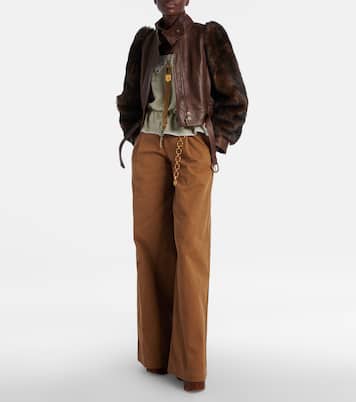 Pantalones anchos de lona de tiro alto | Chloé