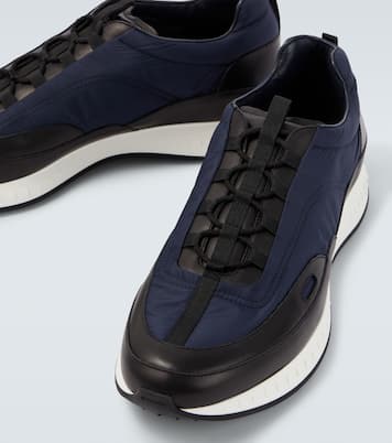 Leather-trimmed slip-on sneakers | John Lobb