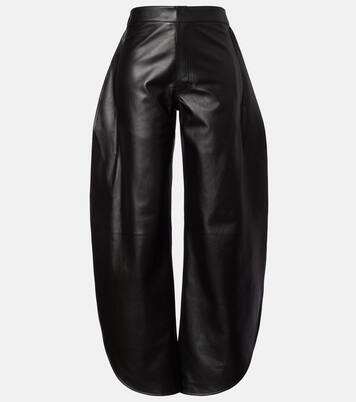 Pantalones barrel de piel de tiro alto | Alaïa