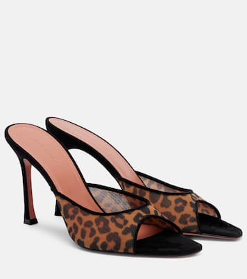 Bedruckte Pantoletten Alexa 95 aus Mesh | Amina Muaddi