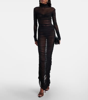 Bedruckte Pantoletten Alexa 95 aus Mesh | Amina Muaddi