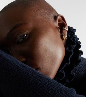 Jumbo 18kt white gold (750/1000) ear cuff with diamonds | Shay Jewelry