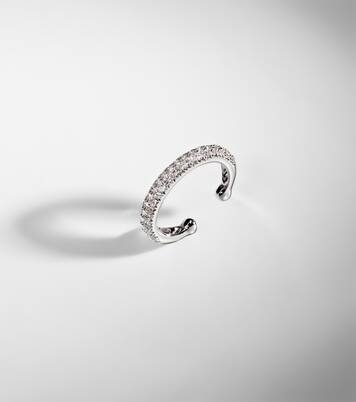 Jumbo 18kt white gold (750/1000) ear cuff with diamonds | Shay Jewelry