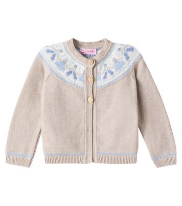 Baby Aubrey intarsia cotton cardigan | La Coqueta