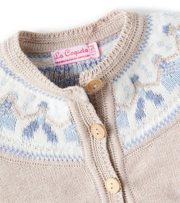 Baby Aubrey intarsia cotton cardigan | La Coqueta