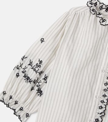 Embroidered ruffled striped cotton top | C'era Una Volta