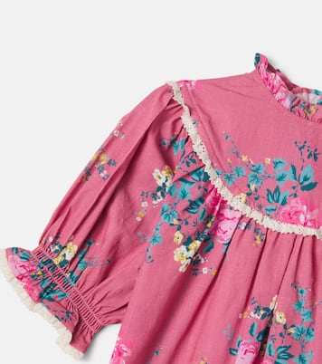 Floral lace-trimmed cotton top | C'era Una Volta