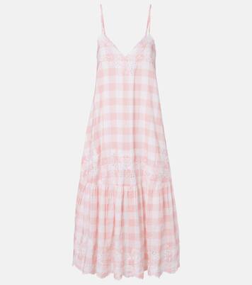 Robe midi en coton à carreaux et broderie | Juliet Dunn