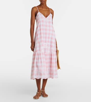 Robe midi en coton à carreaux et broderie | Juliet Dunn